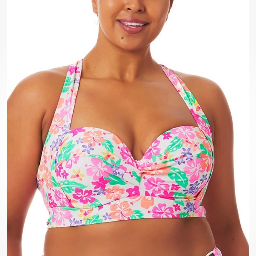 California Waves Hawaii Sunsets Strappy Bikini Top Size 2 (20/22) NWT